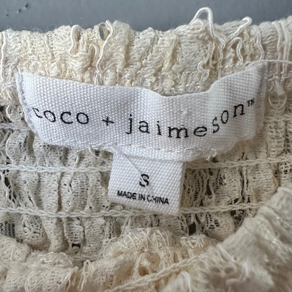 Coco + Jaimeson Cold Shoulder Embroidered Sleeve Lace‎ Mini Dress | Ivory + Rose - Picture 10 of 15